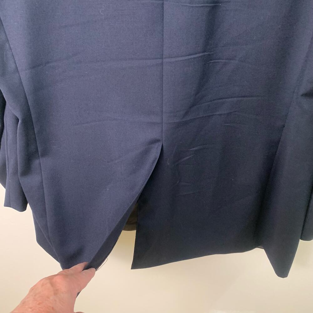 Joseph & Feiss 46 Tall Mens Wool Gold Button Sport Coat Blazer Jacket Navy Blue - Picture 7 of 12